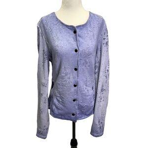 POOOLS💜 Purple Snap Closure Distressed Cardigan Jacket Size M
